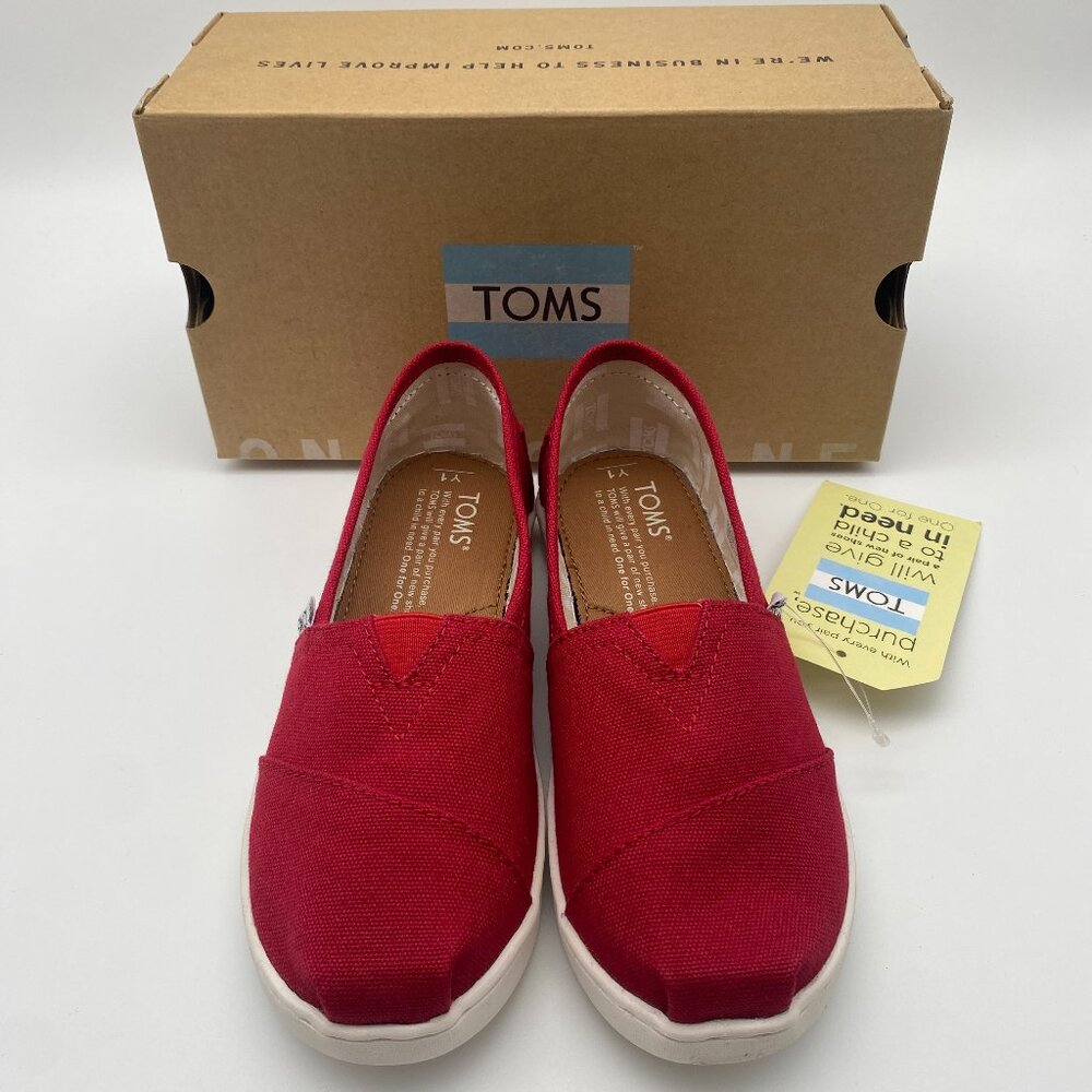 ** SPECIAL PRICE ** TOMS YOUTH CLASSIC RED CANVAS US YOUTH SIZE 1